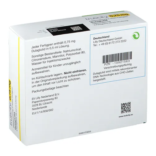 ტრულიციდი Trulicity dulaglutide 0,75 მგ/0.5 მლ საინექციო ხსნარი წინასწარ შევსებული 4 კალამი - Image 4